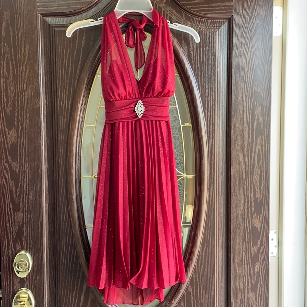 Speechless Sparkly Red Halter Dress